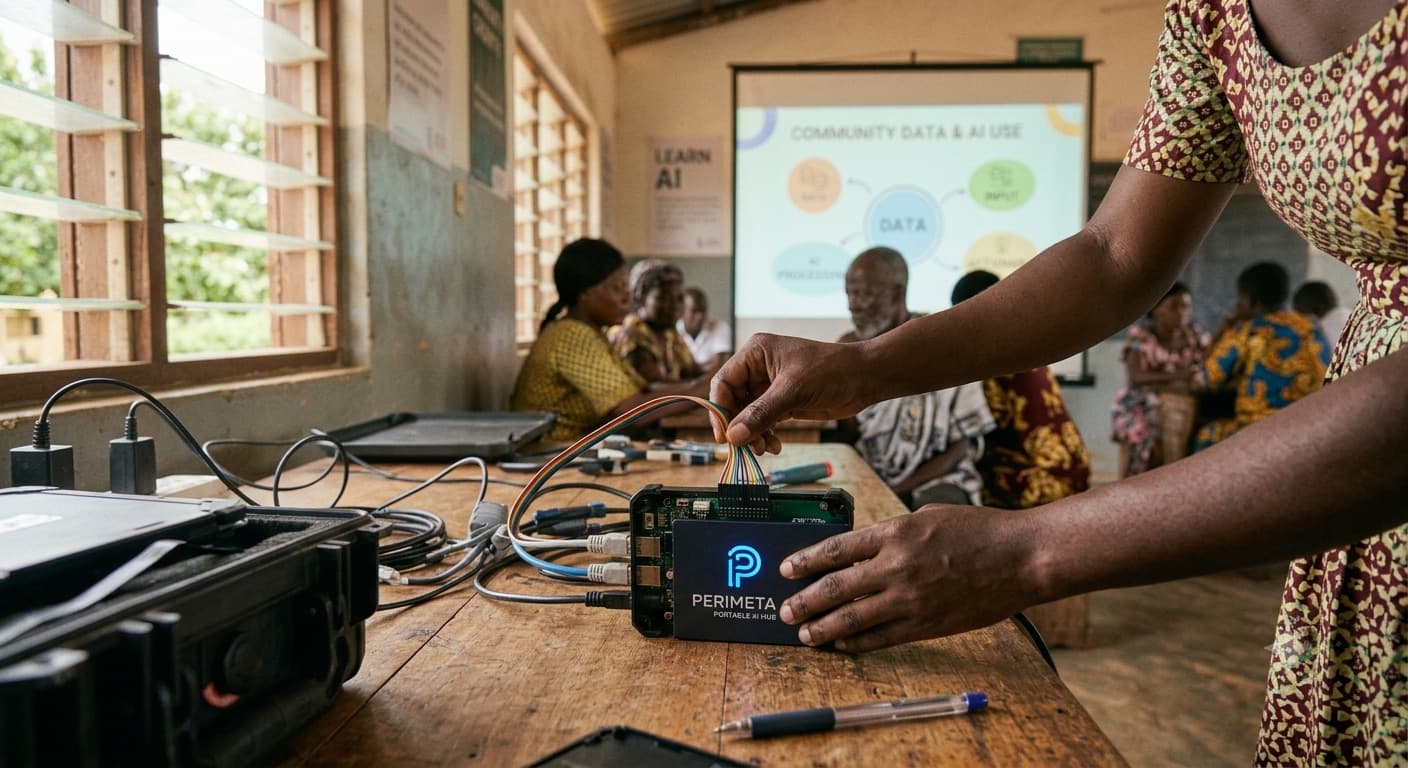 A facilitator connecting the Perimeta AI hub during a live session